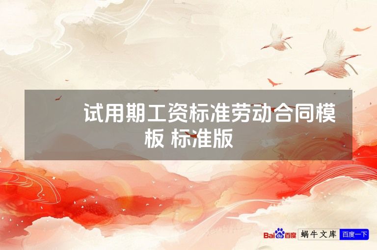​​试用期工资标准劳动合同模板 标准版
